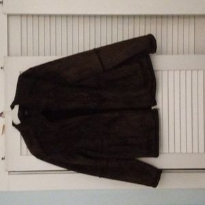 Liz claiborne brown suede waist length jacket with fur inside
